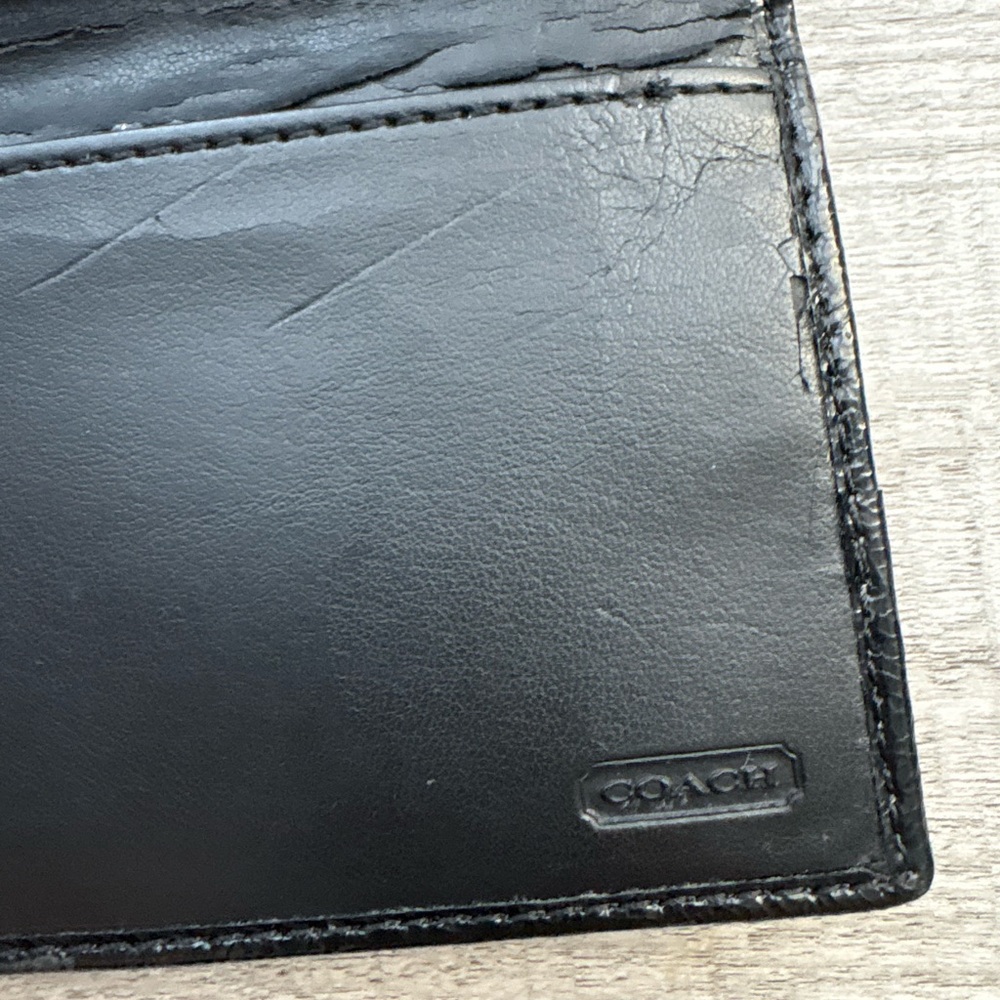 Coach Checkbook Cover Black & Gray Signature Jacquard Bi Fold - Picture 4 of 7